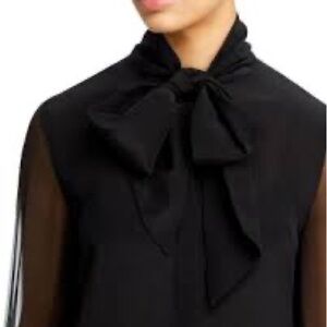 Elegant vintage Black Bow Blouse